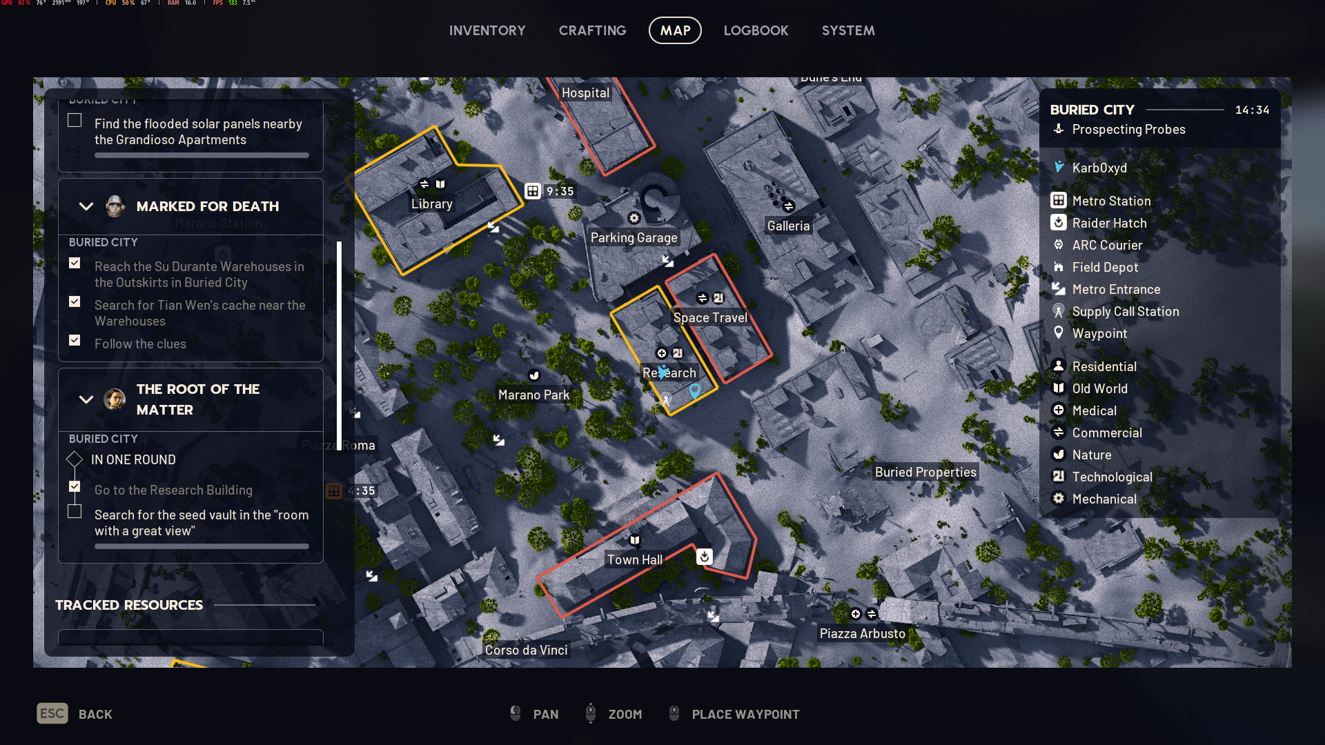 Kort der viser den sydlige indgang til forskningsbygningen