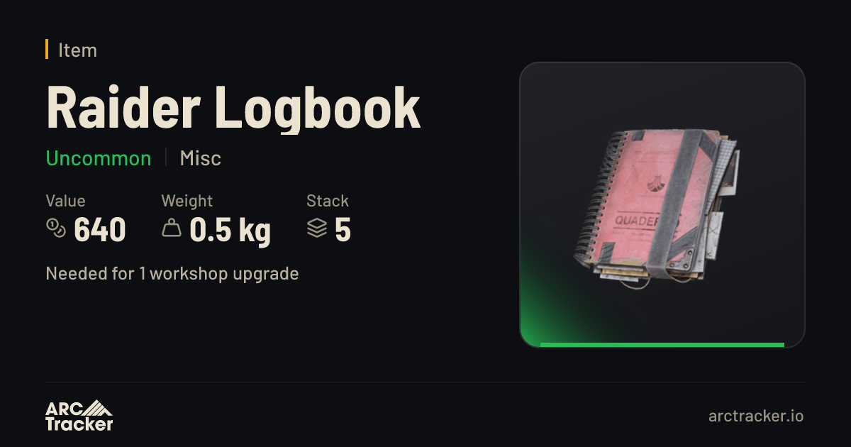 Raider Logbook - ARC Raiders | ARC Tracker