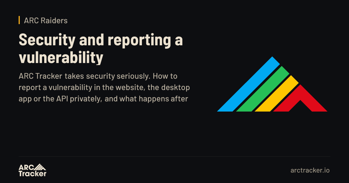 Security and reporting a vulnerability | ARC Tracker