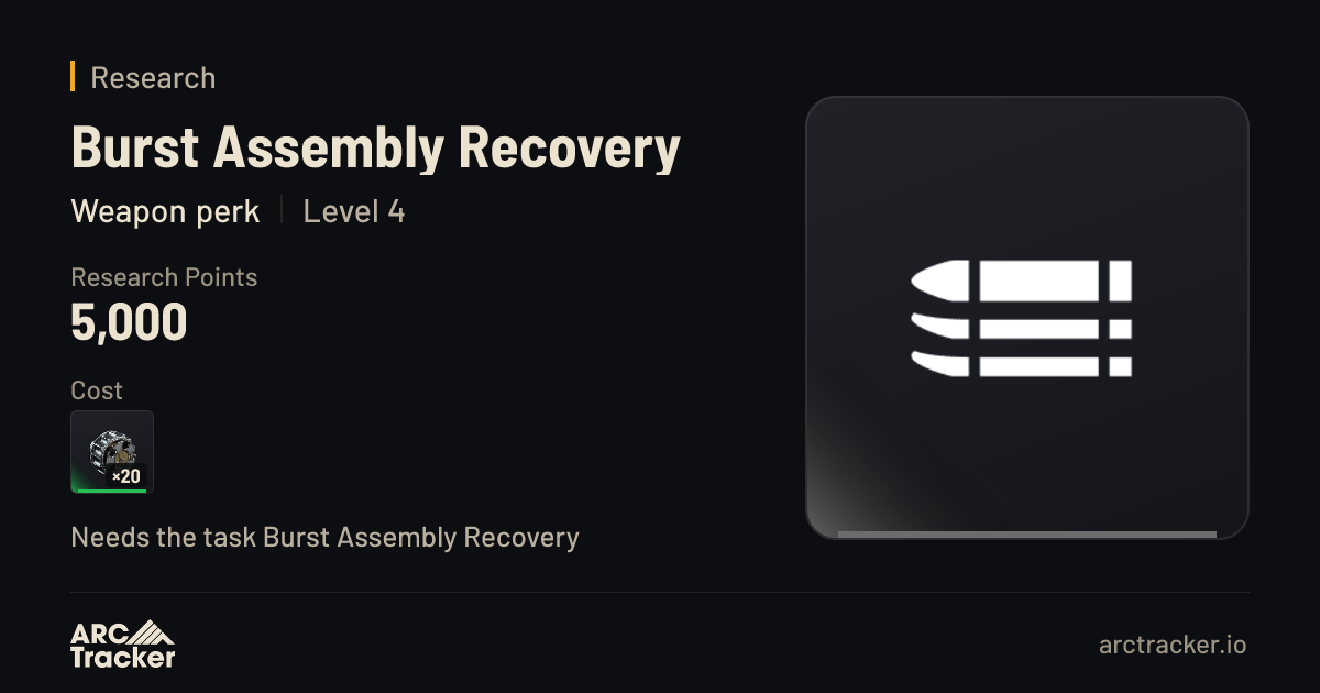 Burst Assembly Recovery research in ARC Raiders | ARC Tracker